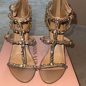 Thalia Sodi Embellished Tan/ nude Sandals